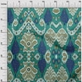 thumbnail image 3 of oneOone Cotton Cambric Teal Green Fabric Asian Ikat Sewing Material Print Fabric By The Yard 56 Inch Wide, 3 of 4