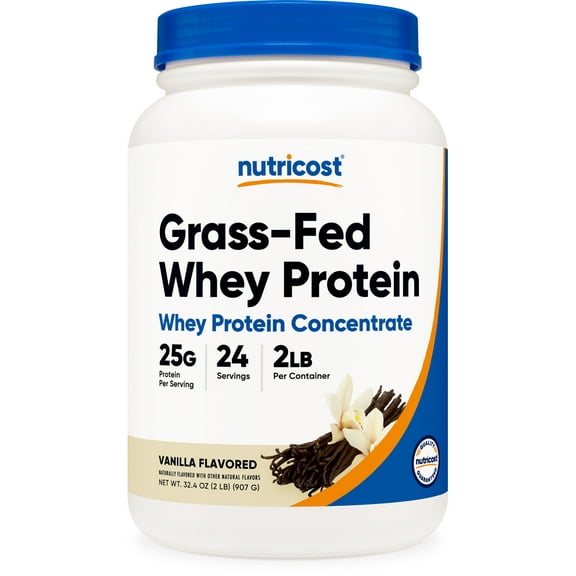 Nutricost Grass-Fed Whey Protein Concentrate Powder (Vanilla) 2LBS