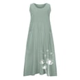 thumbnail image 5 of gakvbuo Summer Tank Dress For Women Maxi Dress Sundress Linen Dress Women's Summer Casual Solid Color Sleeveless Round Neck Pocket Dress Skirt, 5 of 6
