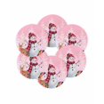 thumbnail image 7 of 13 Inch Round Placemats Set of 6, Pink Snowman Christmas Non Slip Heat Insulation PP Table Mats, Xmas Tree Snowflake Elk Gifts Washable Place Mats for Kitchen Dining Party Table Decor, 7 of 7