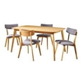 thumbnail image 4 of Noble House Lucca Mid-Century Modern Wood 5 Piece Dining Set, Natural Oak, Dark Grey, 4 of 7