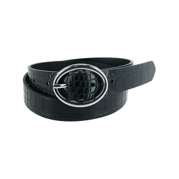 CTM® Croc Print Center Bar Buckle Belt (Women's)