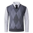 thumbnail image 2 of VBTAPA Mens Casual Argyle Sweater Vest V-Neck Sleeveless Pullover Sweaters Soft Comfy Knitwear Vests Gray M, 2 of 9