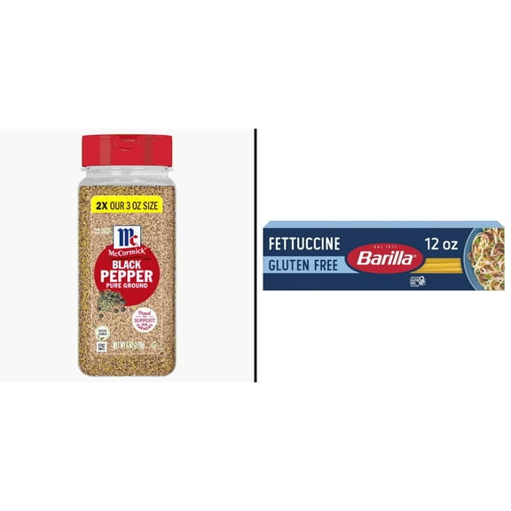 McCormick Pure Ground Black Pepper 6 oz & Barilla Gluten Free Fettuccine Pasta