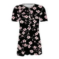 thumbnail image 4 of Yotami Womens Plus Size Tops Summer Floral Print Blouses Casual Short Sleeve Pleated Loose Button V-Neck Tunic Tops XXL, 4 of 5