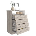 thumbnail image 2 of Miekor Furniture Four Drawer Dresser Wuju, Bedroom, Light Gray / White W4US0145, 2 of 7