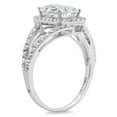 thumbnail image 2 of 2.1 ct Emerald Cut Genuine Cultured Diamond VS1-VS2 G-H 14K White Gold Halo Promise Wedding Statement Engagement Designer Ring W/ Crystal side stones size 5, 2 of 6