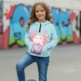 thumbnail image 3 of Xoenoiee Axolotl Milk Tea Heart Print Sweatshirt for Girls Kids Oversized Graphic Half Zip Hoodie Casual Long Sleeve Fleece Pullover Tops with Front Pocket, 11-12 Years, 3 of 7