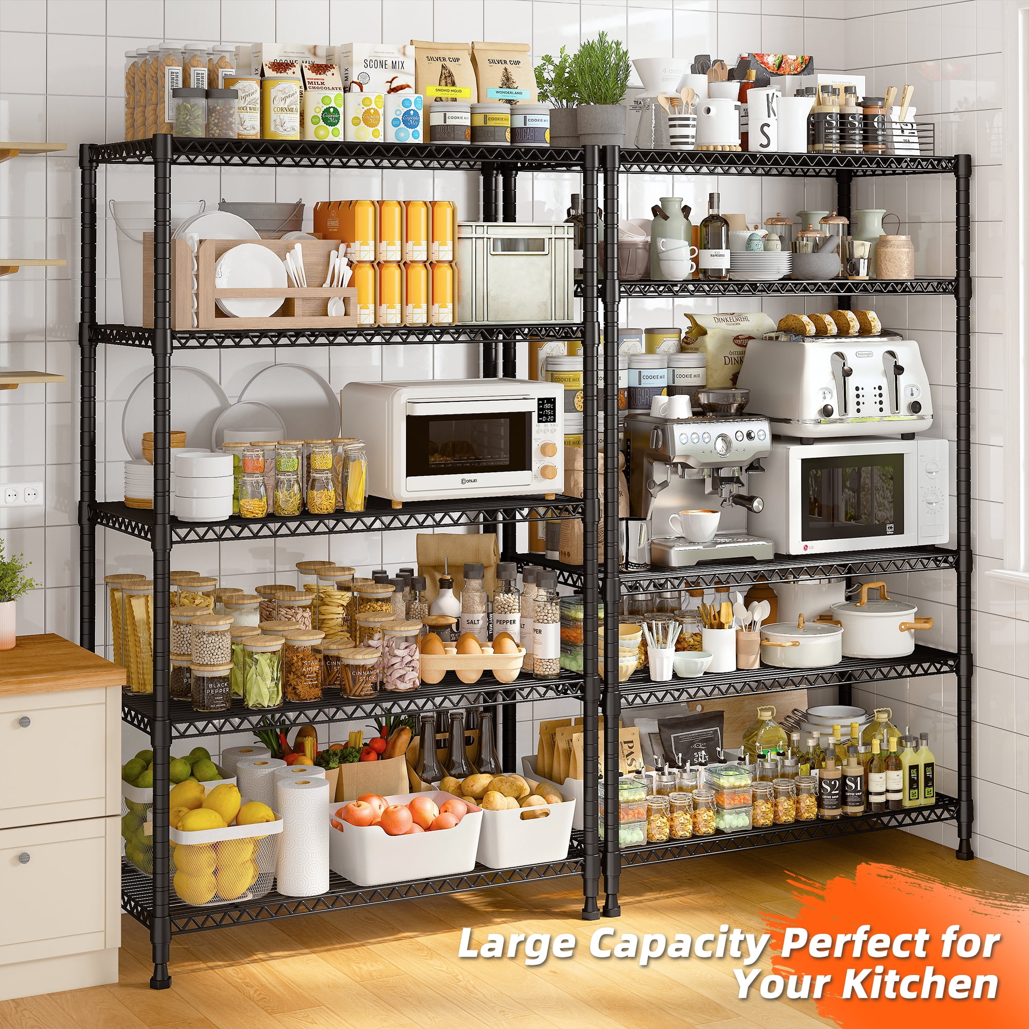 Reibii Wire Shelving Unit Adjustable Storage Metal Rack, Black, 5 Tier, 31.5 “Wx15.7”D x71”H