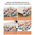 thumbnail image 6 of Spring Floral Wrap Around Bed Skirts for Queen Bed 18" Drop,Bed Skirt with Adjustable Elastic Belt Dust Ruffle Bed Valance for Bedroom Hotel Tulip Butterfly Summer Elegant Botanical Bed Frame Cover, 6 of 7