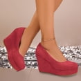 thumbnail image 2 of DAFEI Chaussures de Mariage pour Femmes en Suède à Talon Compensé Confortable, Bout Rond, Plusieurs Couleurs Disponibles, Semelle Épaisse Durable, Chaussures Habillées pour Dames, 2 of 8