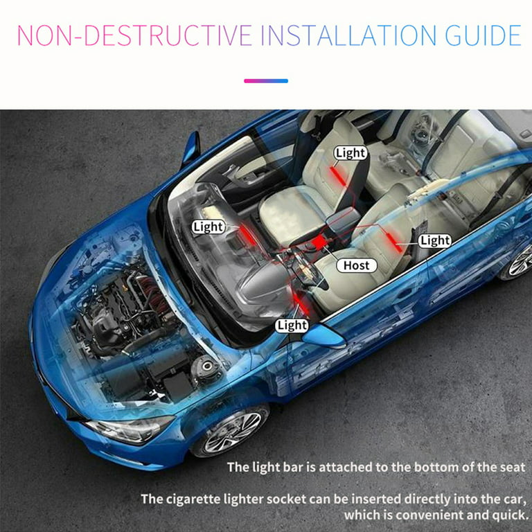 FZPJJNB 4PC*Accesorios Autos Luces LED Para Carro Coche Interior De Colores  Decorativas US Stock 