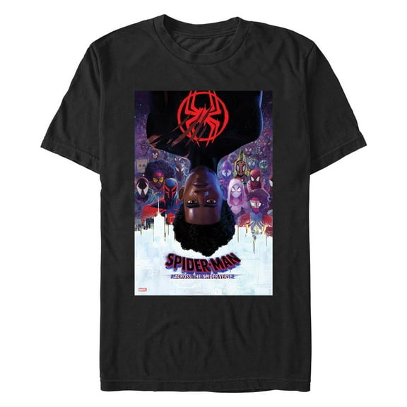 Men's Spider-Man: Across the Spider-Verse Miles Morales Movie Poster Graphic Tee Black Medium