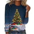 thumbnail image 2 of Uootdi Vintage Christmas Long Sleeve Sweatshirts for Gift Women Funny Cute Santa Claus Shirts Xmas Tree Printed Holiday Pullover, 2 of 4