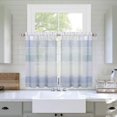 thumbnail image 1 of Cortinas transparentes para cocina, diseño de rayas empalmadas, para baño, de lino bouclé teñido en hilo, con textura rústica, para cocina, cafetería, 68 cm de ancho x 61 cm de largo, verde salvia,, 1 of 8