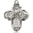 thumbnail image 3 of Extel Large Sterling Silver Traditional Catholic 4-Way Cross Cruciform Medal with Miraculous Medal, St. Joseph, St. Christopher and Sacred Heart, Made in USA, 3 of 10