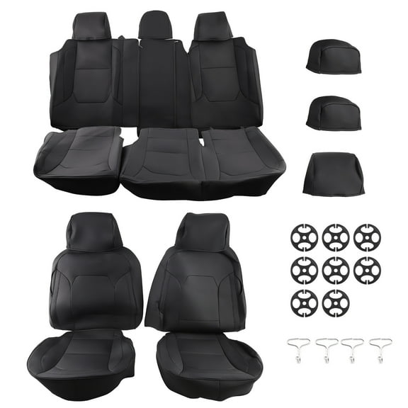 maXpeedingrods Custom Seat Cover for Ford f150 2015-2024 Super Crew, F150 Faux Leather Waterproof Seat Covers, Full Coverage with 8 Headrest Covers, Black, Full Set