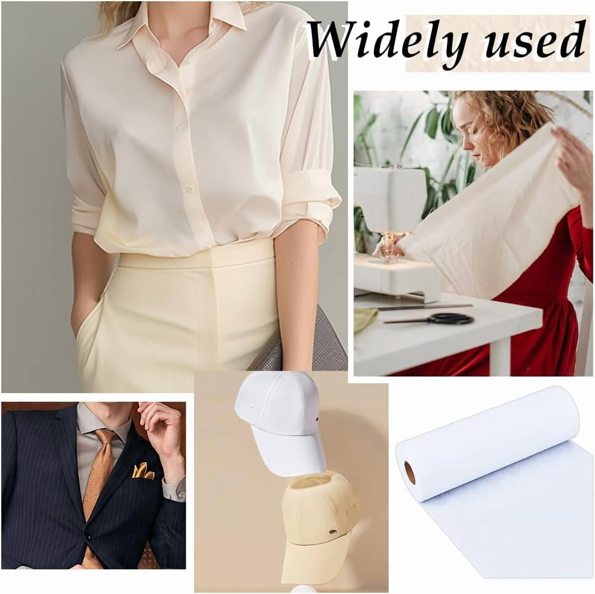 Heavy Weight White Iron-On Fusible Interfacing 11.8 Inchx30 Yards Non-Woven Interfacing Iron On Single-Sided Interfacing Non-Woven Apparel Interfacing for Sewing DIY Crafts Supplies White DIY