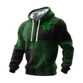 thumbnail image 1 of Ceisia Men's St. Patrick's Day Graphic Hoodie Casual Pullover | Textured Plaid Color-Block Clover Dark Green Relaxed Hooded Top Gifts, 1 of 2