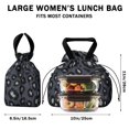 thumbnail image 5 of Black and Gray Leopard Print Drawstring Insulated Lunch Bag for Women, Stain-Resistant Large Lunch Tote with Multi-Pockets for Work Office, 5 of 6