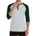thumbnail image 6 of Timoontee Men's Three-quarters Sleeve Shirts Modern Fit Crew Neck Pullover Shirts Lightweight Breathable Color Block Shirts Army Green XL, 6 of 7