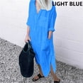 thumbnail image 1 of Summer Shirt Long Dress Women Casual Long Sleeve Side Split Button Dresses 2023 Female Elegant Solid Color Pocket Loose DressesL Gao Jinjia LED, 1 of 2
