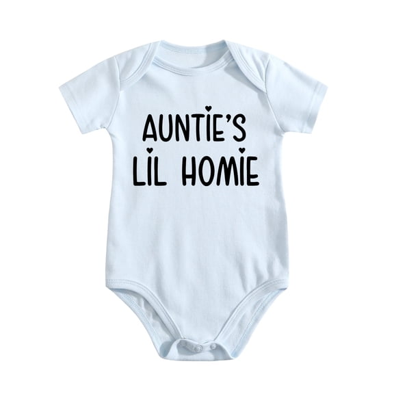 Auntie's Lil Homie Baby Bodysuit Funny Adorable Cute Newborn Announcement Outfit Boys Baby Blue-style-1 3-6M