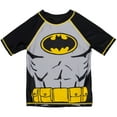 thumbnail image 3 of DC Comics Justice League Batman Little Boys Rash Guard and Swim Trunks Outfit Set Little Kid to Big Kid, 3 of 5