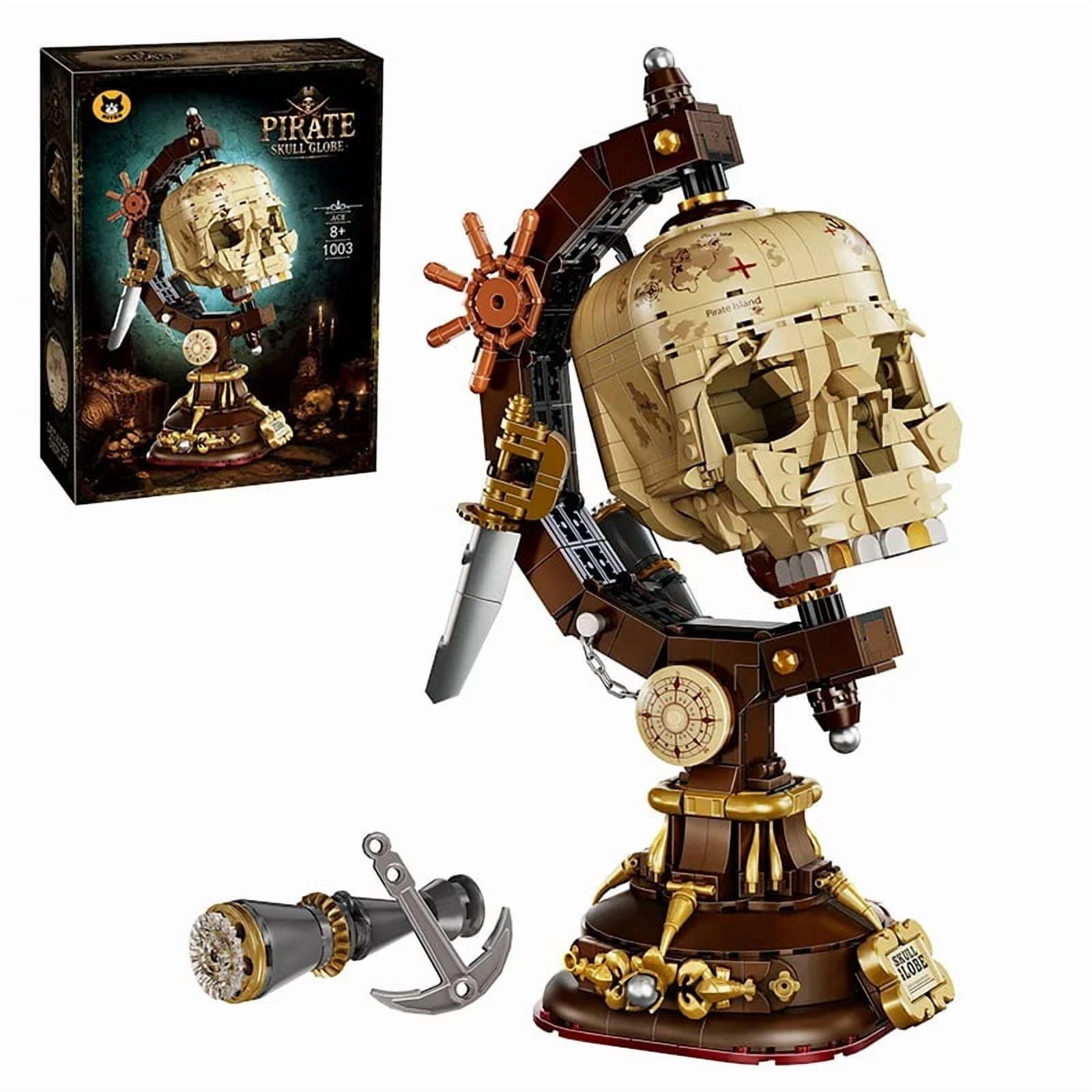 Pirate Skull Globe MOC Building Blocks Model Kit Creative Bricks Assembly Toys for Kids Adult Holiday Gifts Cool Room Decor