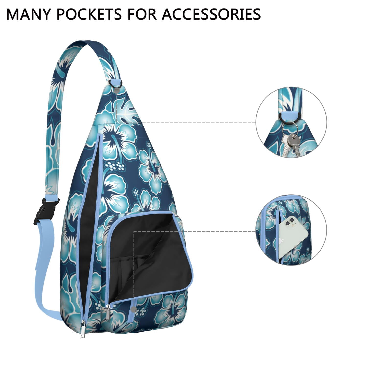 Hawaiian Hibiscus Hawaiian Print Sling Bag, Lightweight Shoulder Bag for Women & Men