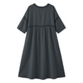 thumbnail image 5 of HONHUZH Womens Wedding Guest Dresses Plus Size V Neck 3/4 Sleeve Midi Dress Flowy Cotton Boho Long Dress XS-5XL, 5 of 8