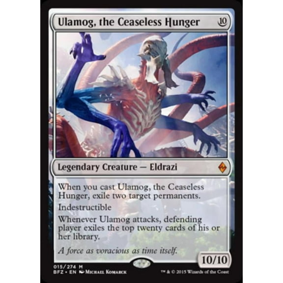 Magic the Gathering - Battle for Zendikar - Ulamog, the Ceaseless Hunger Light Play