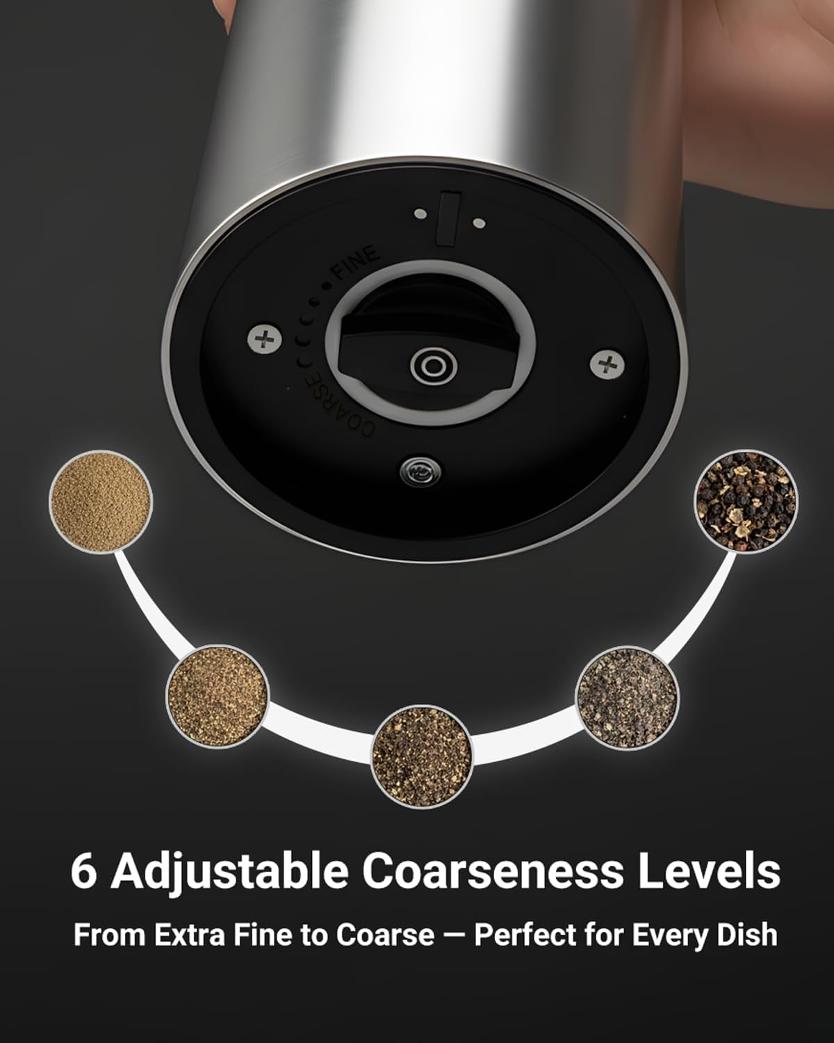 Electric Salt and Pepper Grinder Set with USB-C Charging Base, Stainless Steel Automatic Rechargeable Mill with LED Light & Large Capacity for Kitchen