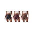 thumbnail image 3 of LMLYSoH Womens Mini PU Leather Shorts Casual Stylish Solid Color Zip Side Mid Rise Shorts for Daily Life Party and More, 3 of 9