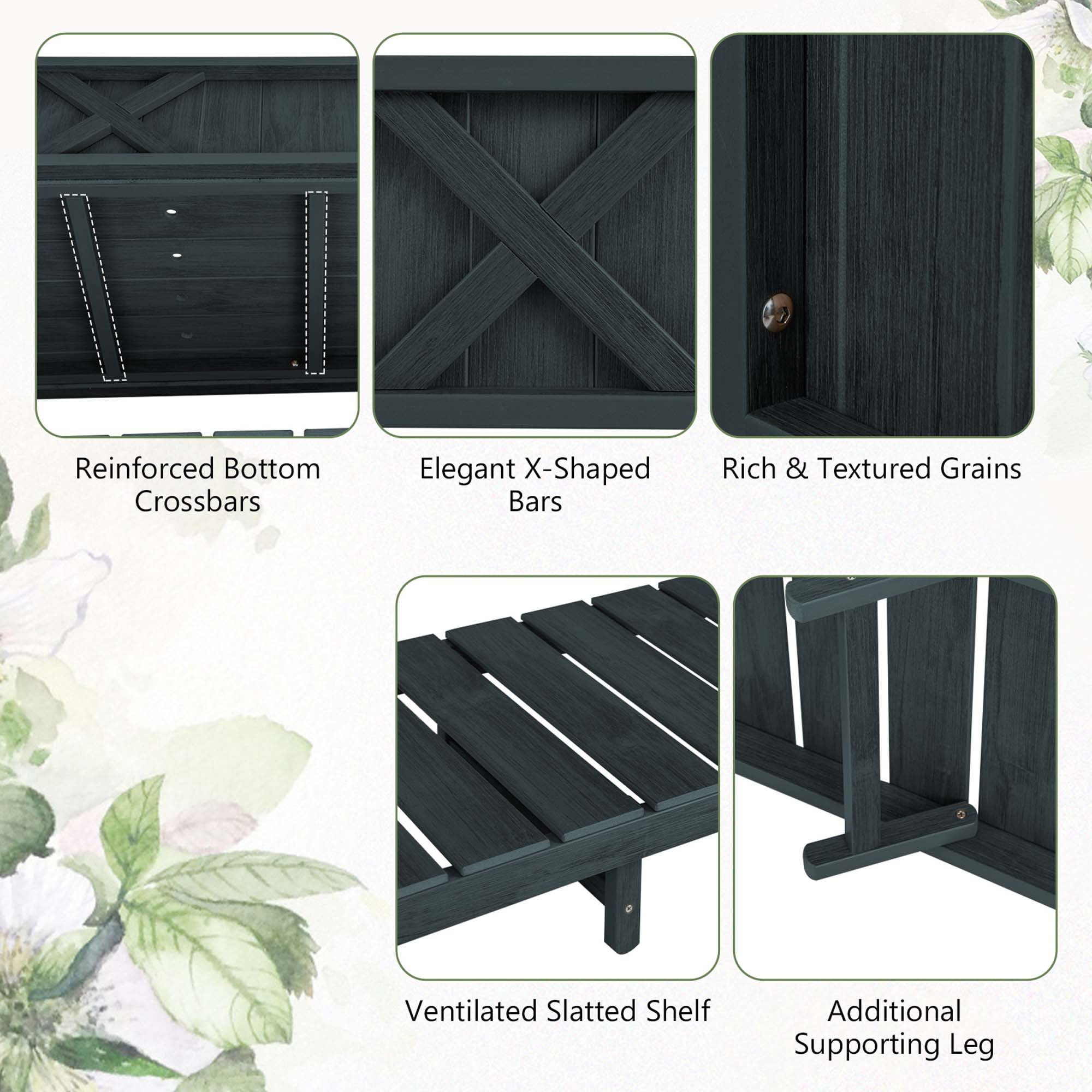 Costway HIPS Raised Garden Bed Poly Wood Elevated Planter Box with Legs, Storage Shelf Black