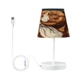 thumbnail image 2 of WOBOGO Brown Pit Bull Illustration Table Lamps Bedroom 3-Speed Dimmable Farm Style with Fabric Shade for Reading and Home Office, 2 of 8