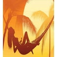 thumbnail image 3 of Beach Duvet Cover Set, Silhouette of a Woman Lying in a Hammock at Majestic Sunset View Dream Print, Decorative 3 Piece Bedding Set with 2 Pillow Shams, Calking Size, Burnt Orange, by Ambesonne, 3 of 3