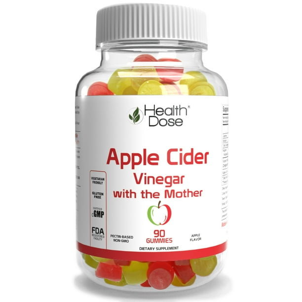 Apple Cider Vinegar Gummy with the Mother by Health Dose 90 Gummies. for Weight Loss Control