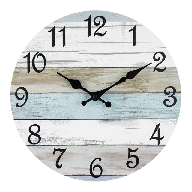 HLONK Wall Clock Elegant Wood Grain Design Large Wall Clock Battery-Operated Convenience Small Wall Clock Style7
