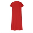 thumbnail image 4 of OSOLU Solid Color Linen Dresses For Women Flowy V-Neck Short Sleeve Maxi Dress Lightweight Summer Beach Vacation Dresses Breathable Hawaiian Flowy Sundress, 4 of 6