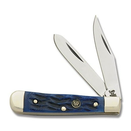 Jig Bone Pocket Knife - HEN & ROOSTER AND Jigged Blue Bone Tiny Trapper Stainless Pocket Knife Knives