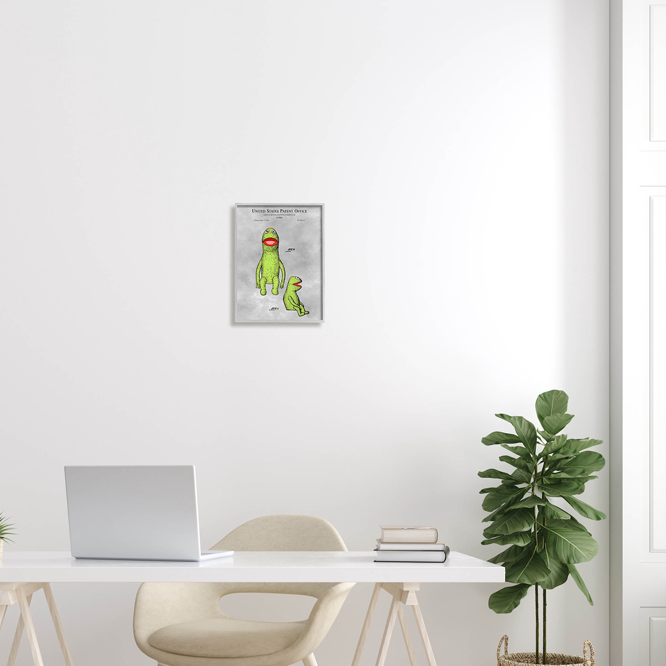 Stupell Industries Vintage Frog Puppet Diagram Graphic Art Gray Framed Art Print Wall Art, Design by Karl Hronek