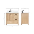 thumbnail image 3 of ARIEL CAMBRIDGE 37 Inch Single Rectangular Sink Bathroom Vanity With Pure White Quartz Countertop 1.5 Inch Edge In Oak, 3 of 7
