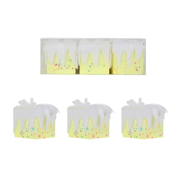 Mecorevxz 3 Pcs Pastel Christmas Ornaments Christmas Tree Gift Boxes Decoration Glittered Present Box Hanging Decoration Candy Box Gift Macaron Color Pendant for Xmas Home Decor(Yellow)