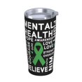 thumbnail image 2 of En mayo vestimos de verde Mes de concientización sobre la salud mental Taza de viaje de café de acero inoxidable con aislamiento de 20 oz con pajita Taza térmica portátil blanca, 2 of 7