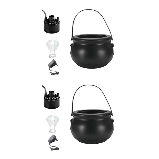 yingyy Halloween Witch Cauldrons Fog Maker Spooky Mist Effect Festive Decorations Safe To Wide Application black UK Plug 2Set