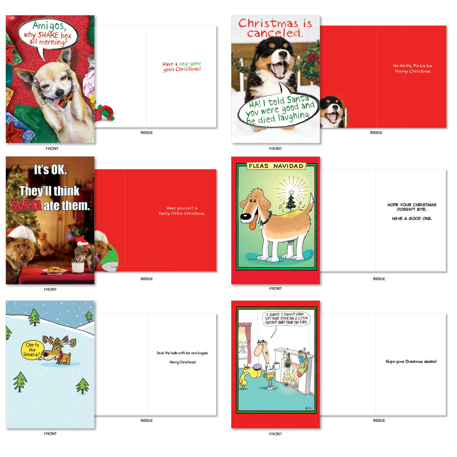 Favorite Holiday Toons Collection AC6736XXG-B1x36 NobleWorks Adult Bulk Fun New Year Cartoon and Christmas Greeting Notecard 36 Funny Assorted Holiday Cards Boxed