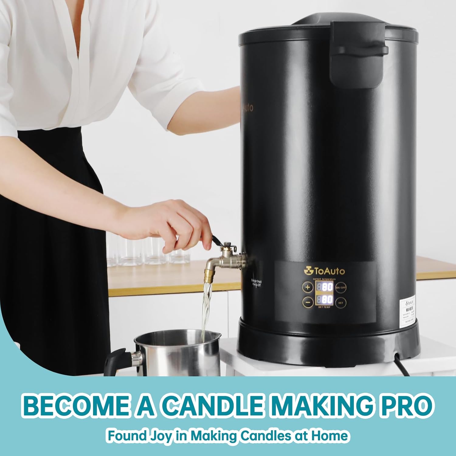 TOAUTO 10 Qt Stainless Steel Digital Wax Melter for Adult Candle Making Kit