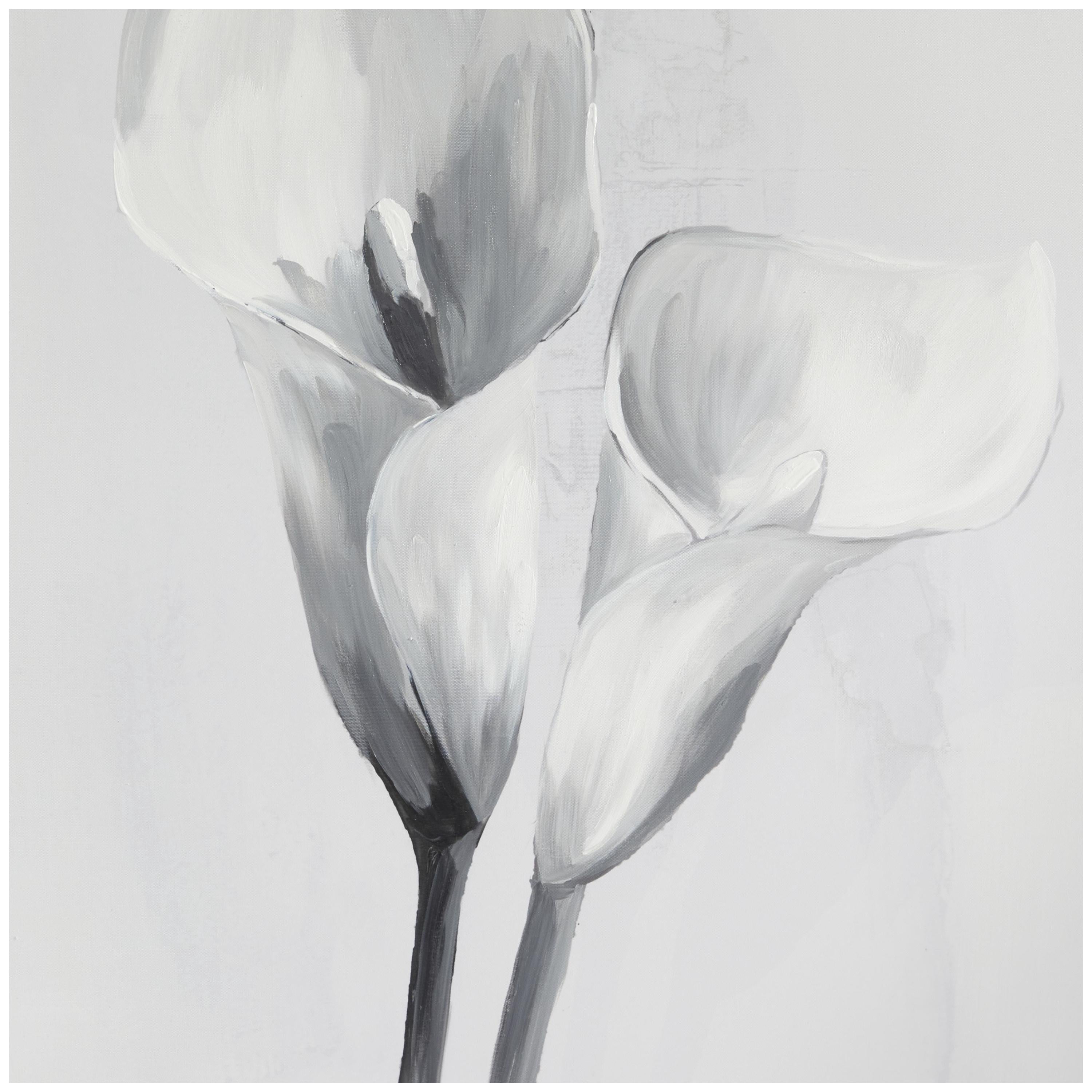 37" x 37" Shaded Tulip Floral Framed Wall Art with Black Frame, by DecMode