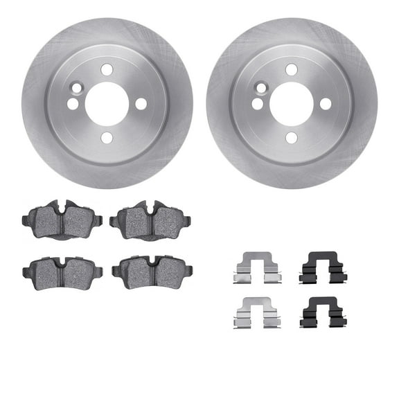 Dynamic Friction Company Rear Brake Rotors with 5000 Euro Ceramic Brake Pads includes Hardware 6612-32013